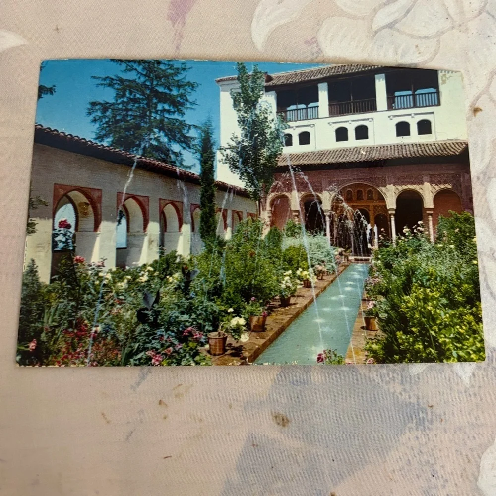 Vintage Spanish Courtyard Postcard